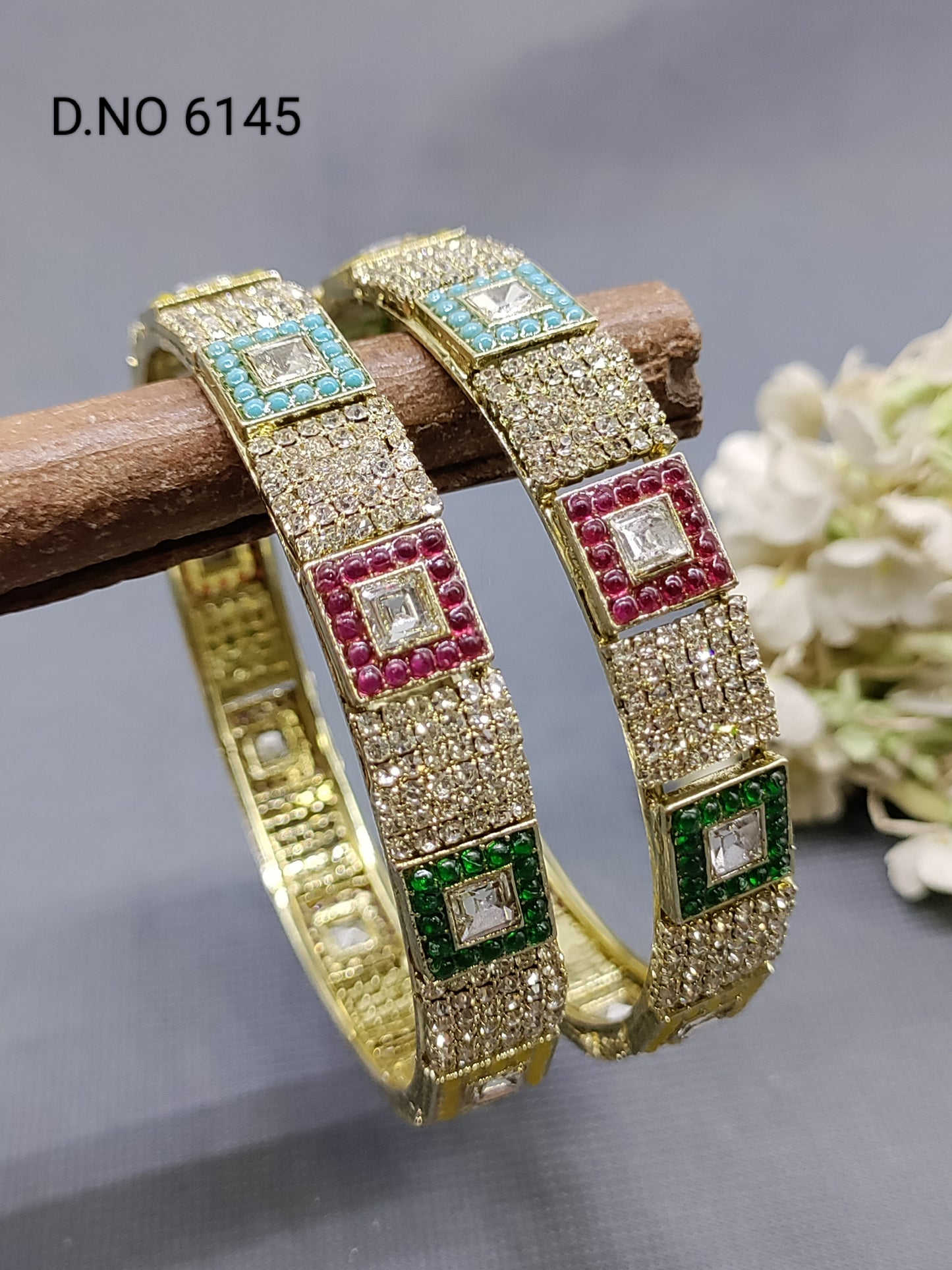 Mehandi Stone Bangles Sku 6145 rchiecreation