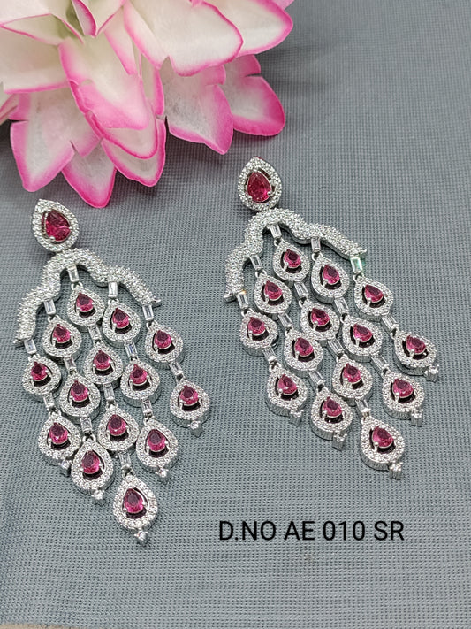 Cz Ad Rodium Earrings Sku AE 010 SR rchiecreation