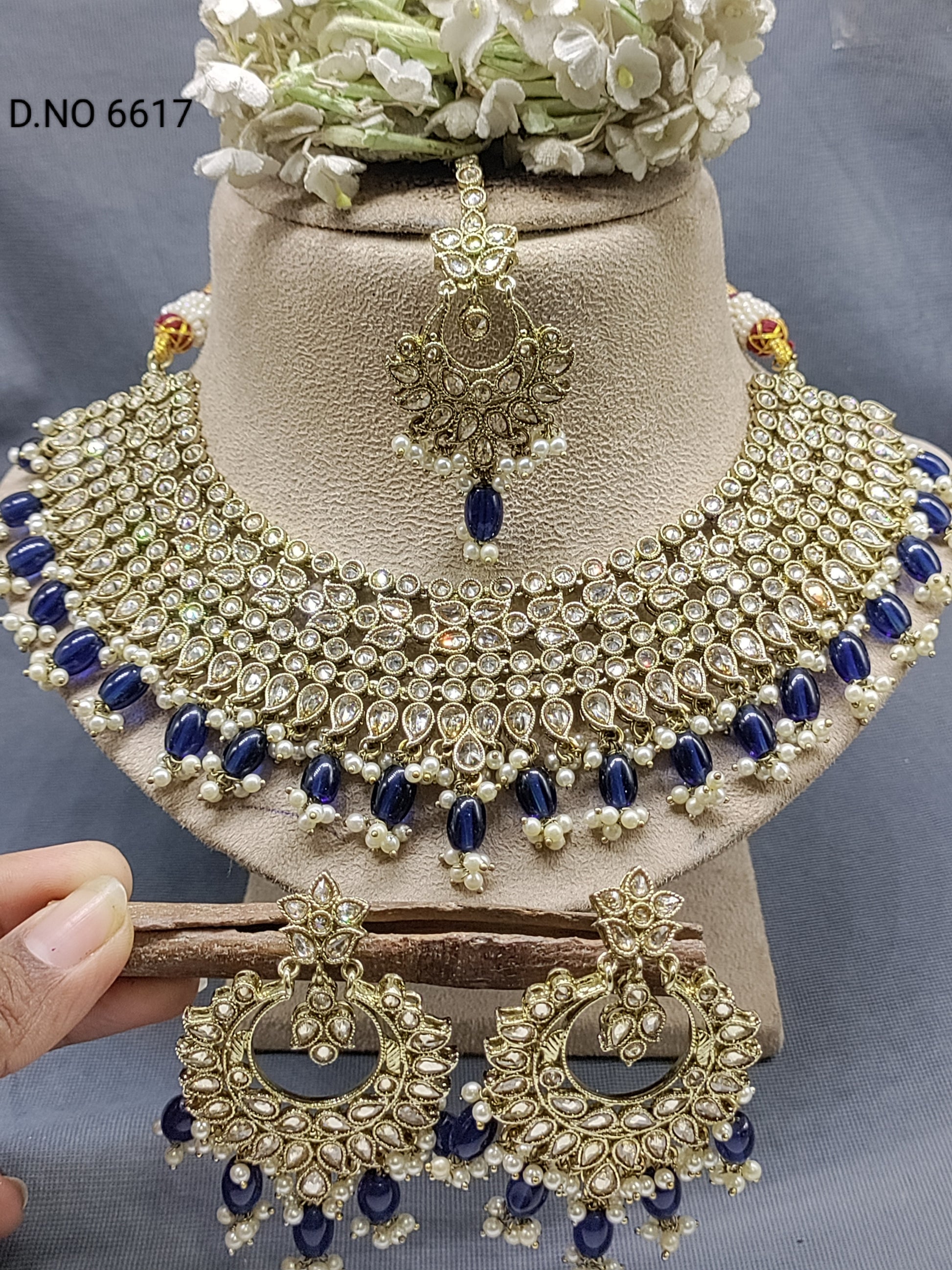 Polki Mehandi Bridal Necklace Set Sku 6617 rchiecreation