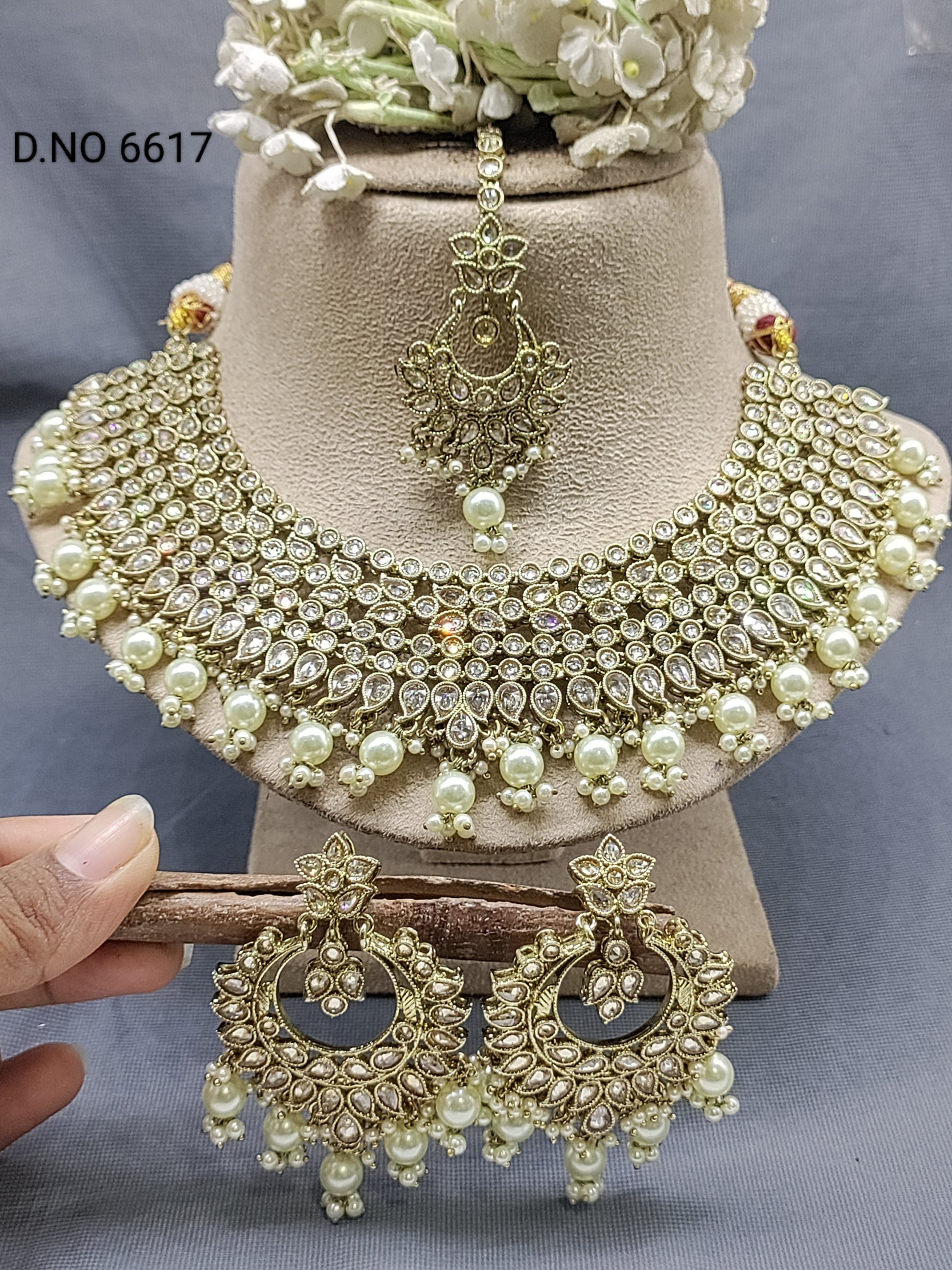 Polki Mehandi Bridal Necklace Set Sku 6617 rchiecreation