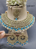 Polki Mehandi Bridal Necklace Set Sku 6617 rchiecreation