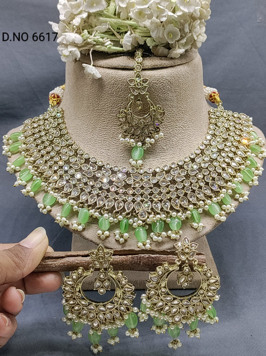 Polki Mehandi Bridal Necklace Set Sku 6617 rchiecreation