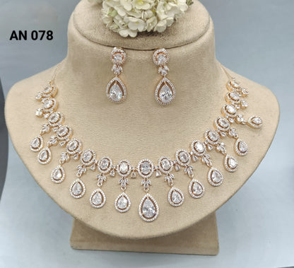 Cz Ad RoseGold Necklace Sku- AN 078 C3 rchiecreation