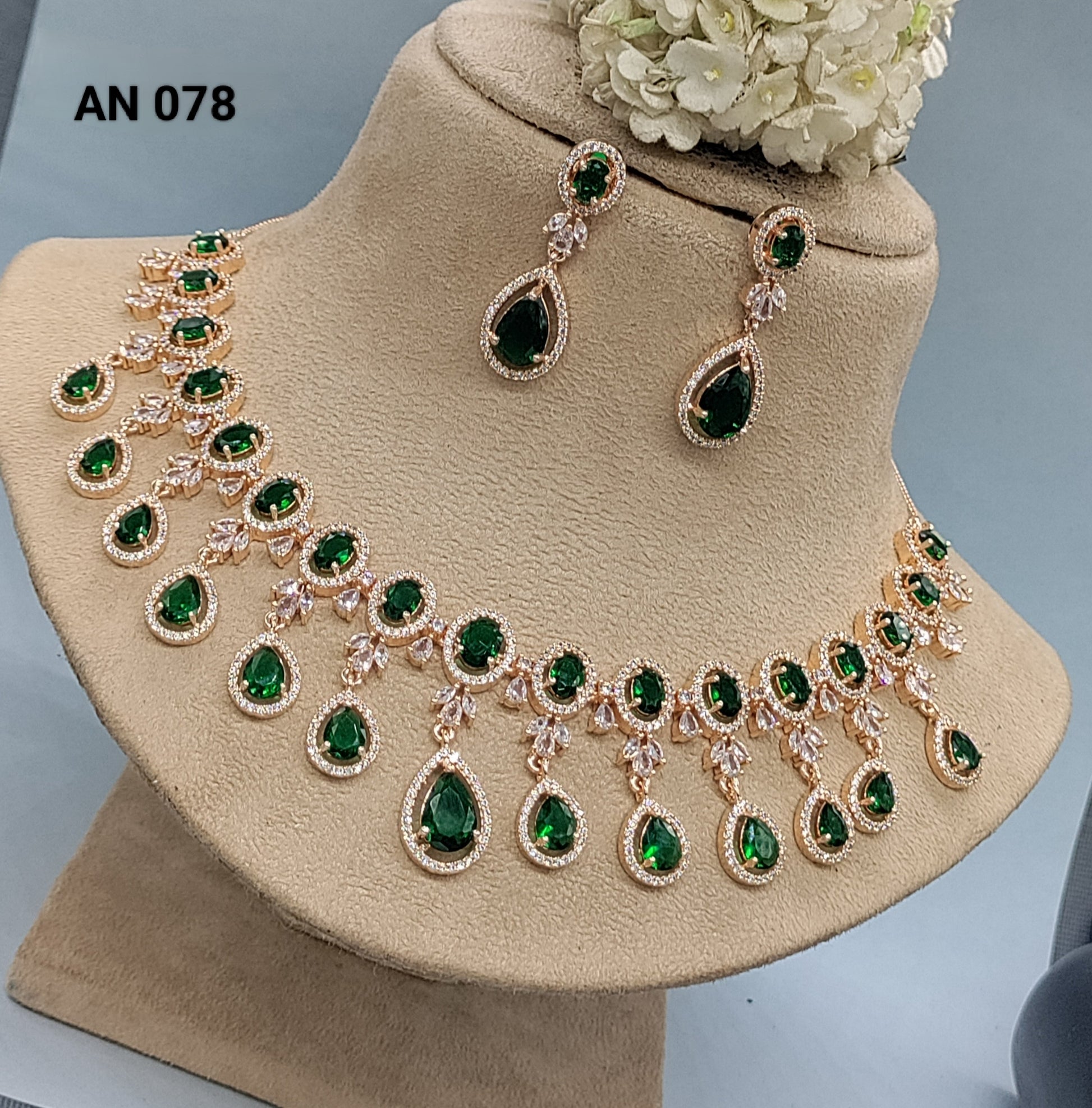 Cz Ad RoseGold Necklace Sku- AN 078 C3 rchiecreation