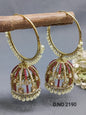 Polki Mehandi Pearl Bali Jhumki Earrings Sku 2190 rchiecreation