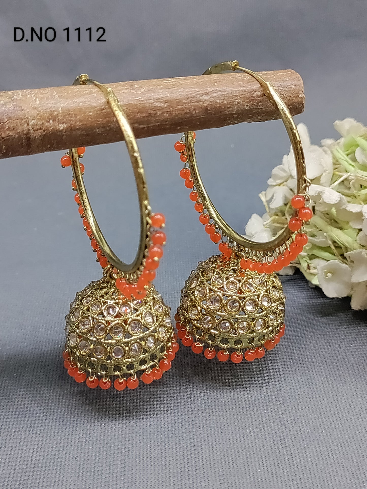 Mehandi Hoop Bali jhumki Earring Sku-1112 E1 rchiecreation