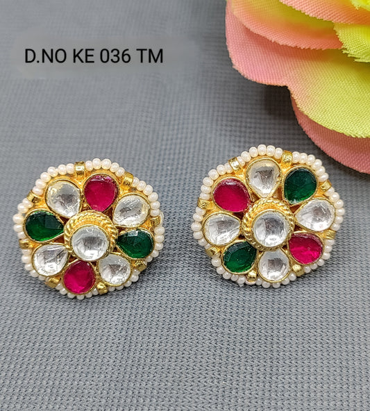 Golden Kundan Tops & Stud Earrings Sku KE 036 TM rchiecreation