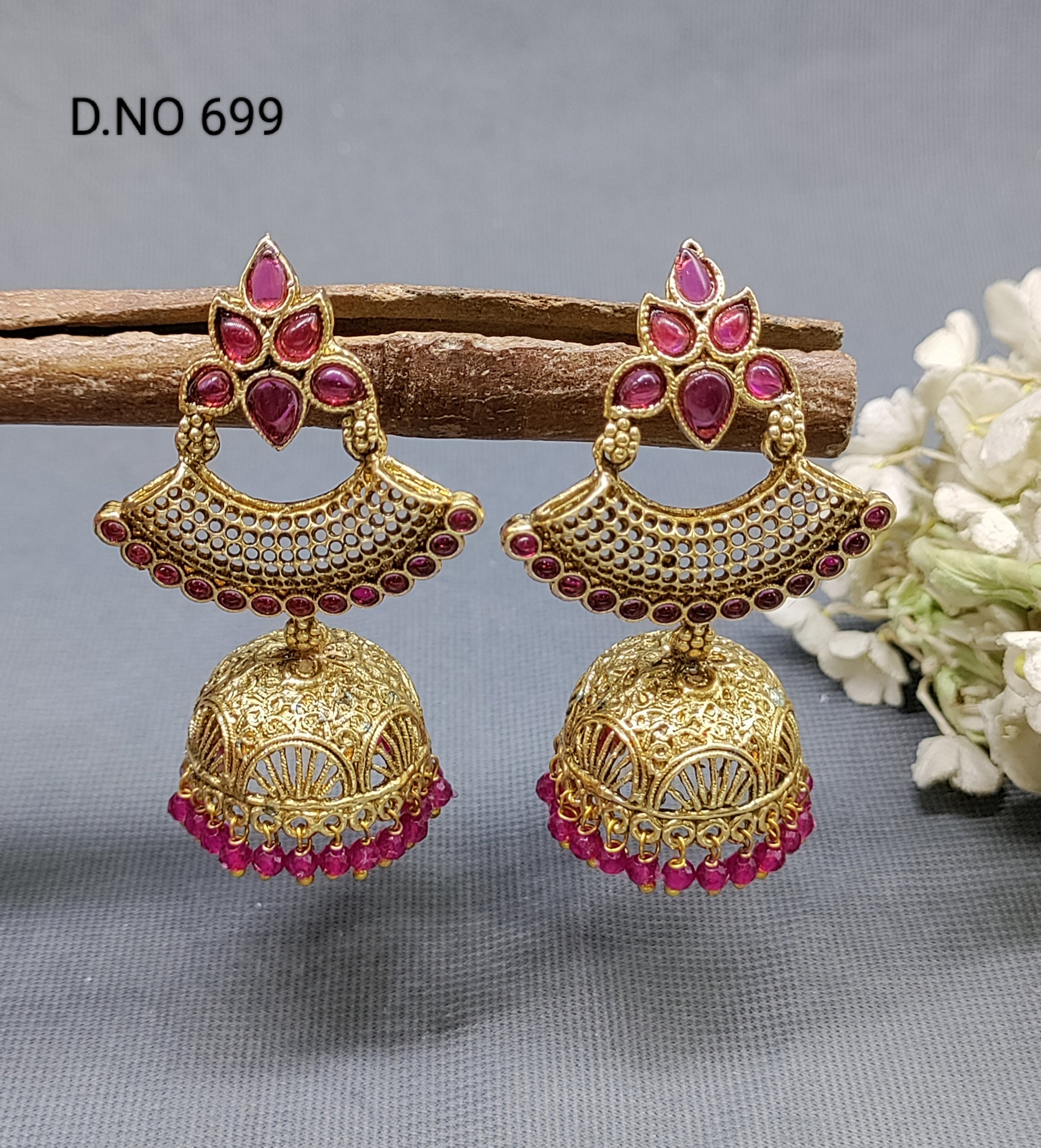 Polki Golden Jhumki Bangles Sku 699 rchiecreation