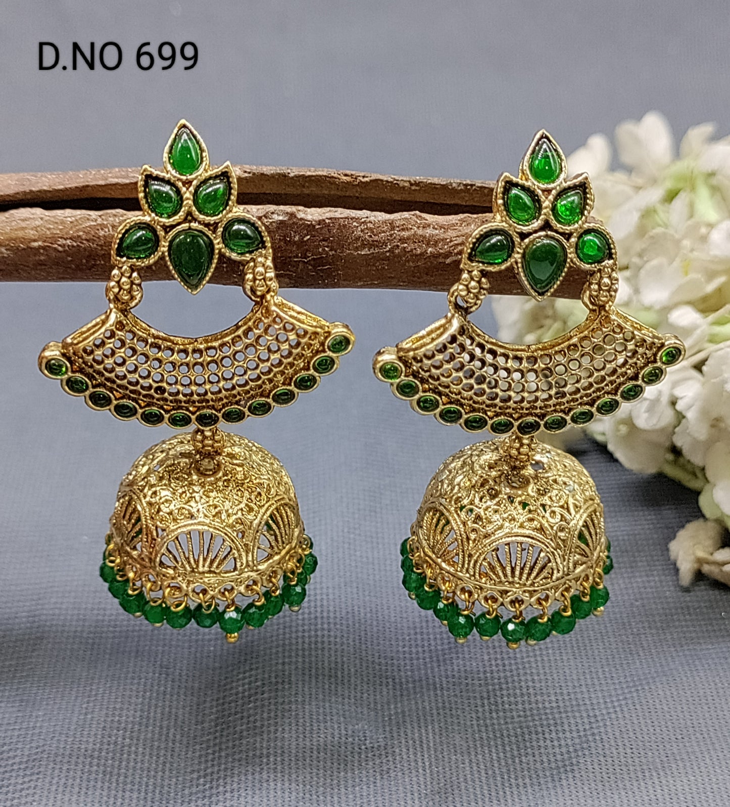 Polki Golden Jhumki Bangles Sku 699 rchiecreation