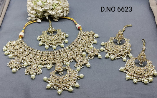 Polki Mehandi Bridal Necklace Set Sku 6623 rchiecreation