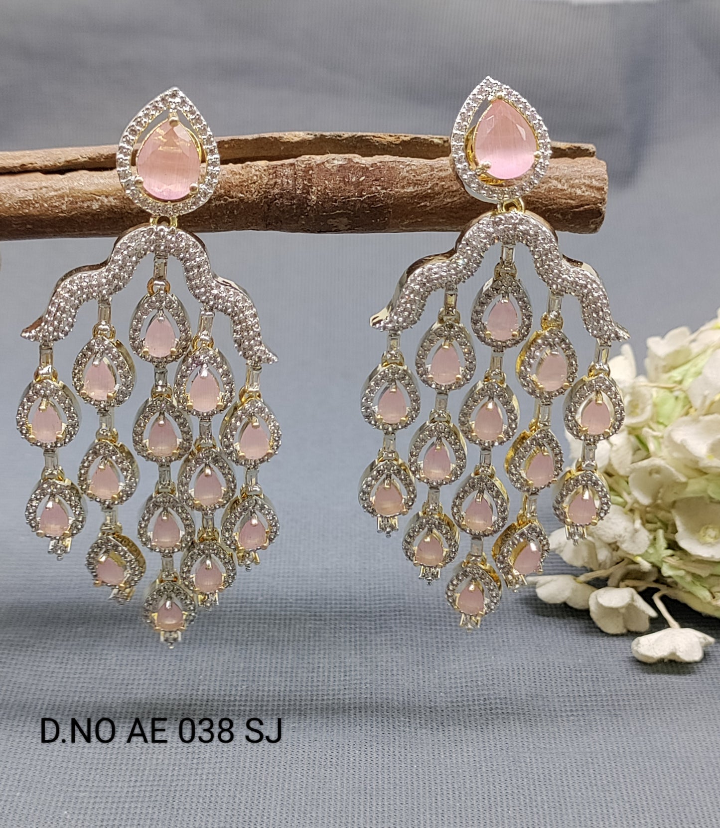 Cz Ad To Tone Earrings Sku AE 038 SJ rchiecreation