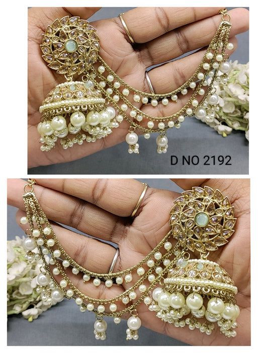 Polki Mehandi Bahubali Jhumki Earring Sku 2192 rchiecreation