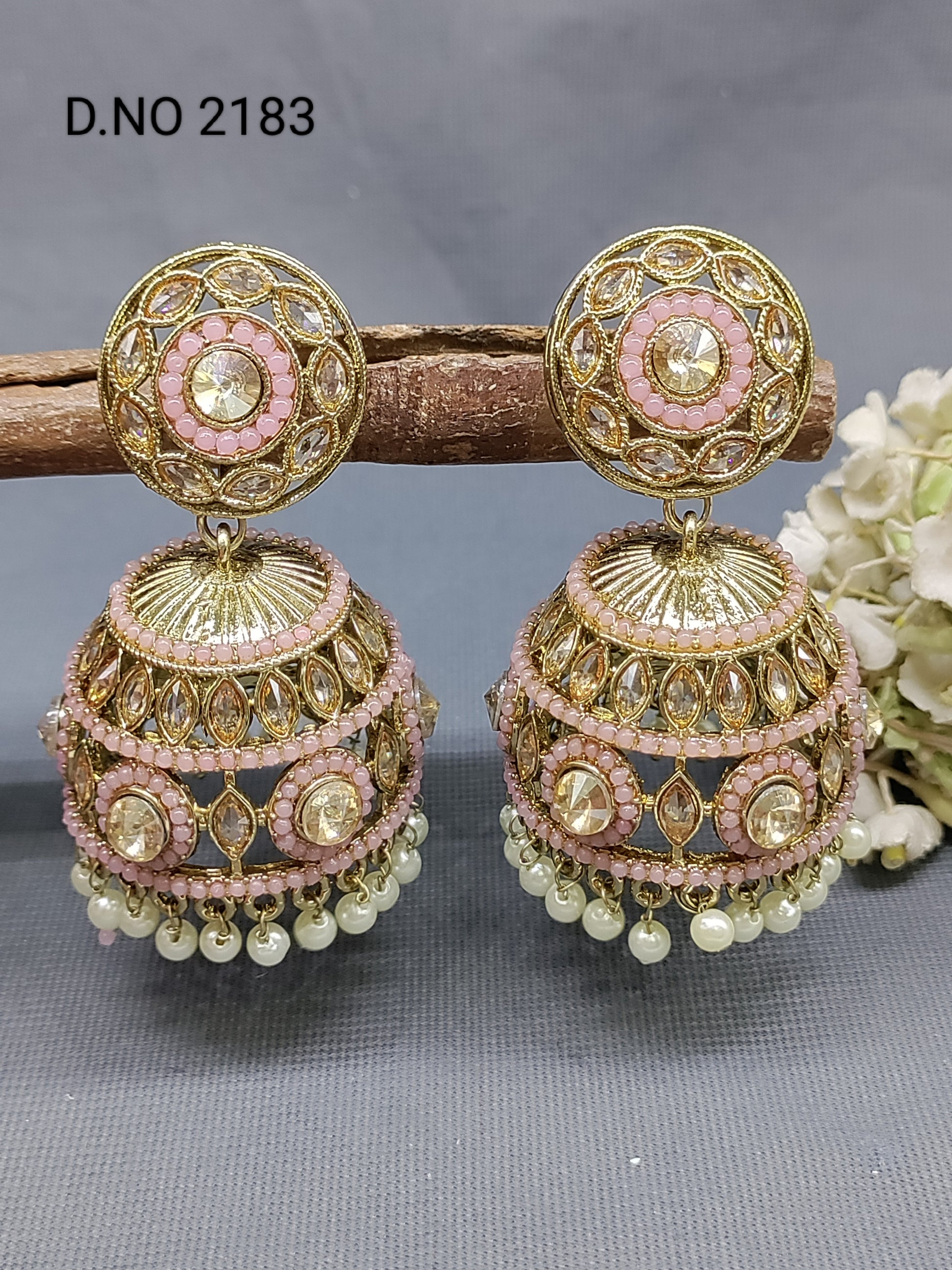 Polki Mehandi Jhumki Earring Sku 2183 rchiecreation