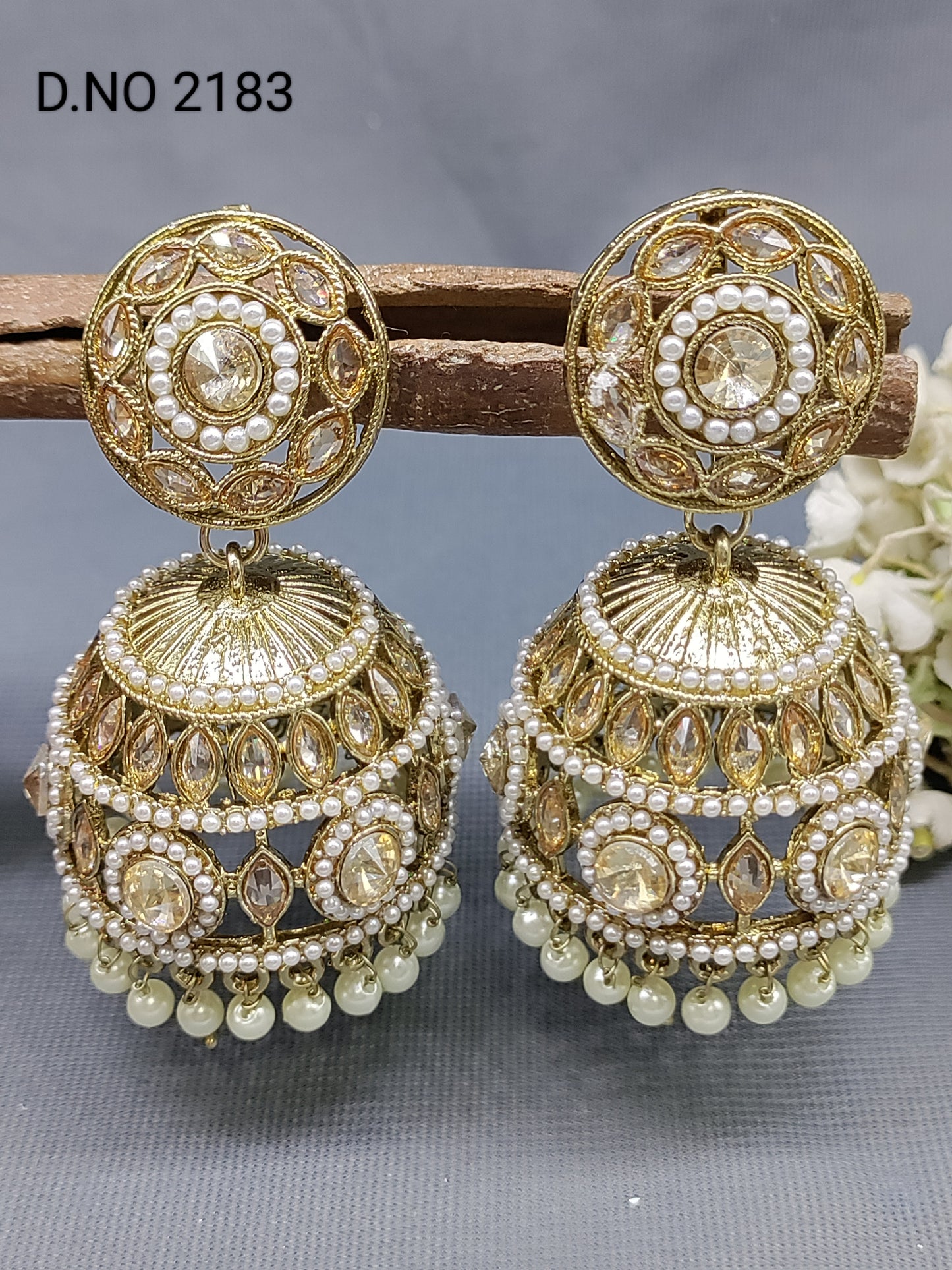 Polki Mehandi Jhumki Earring Sku 2183 rchiecreation