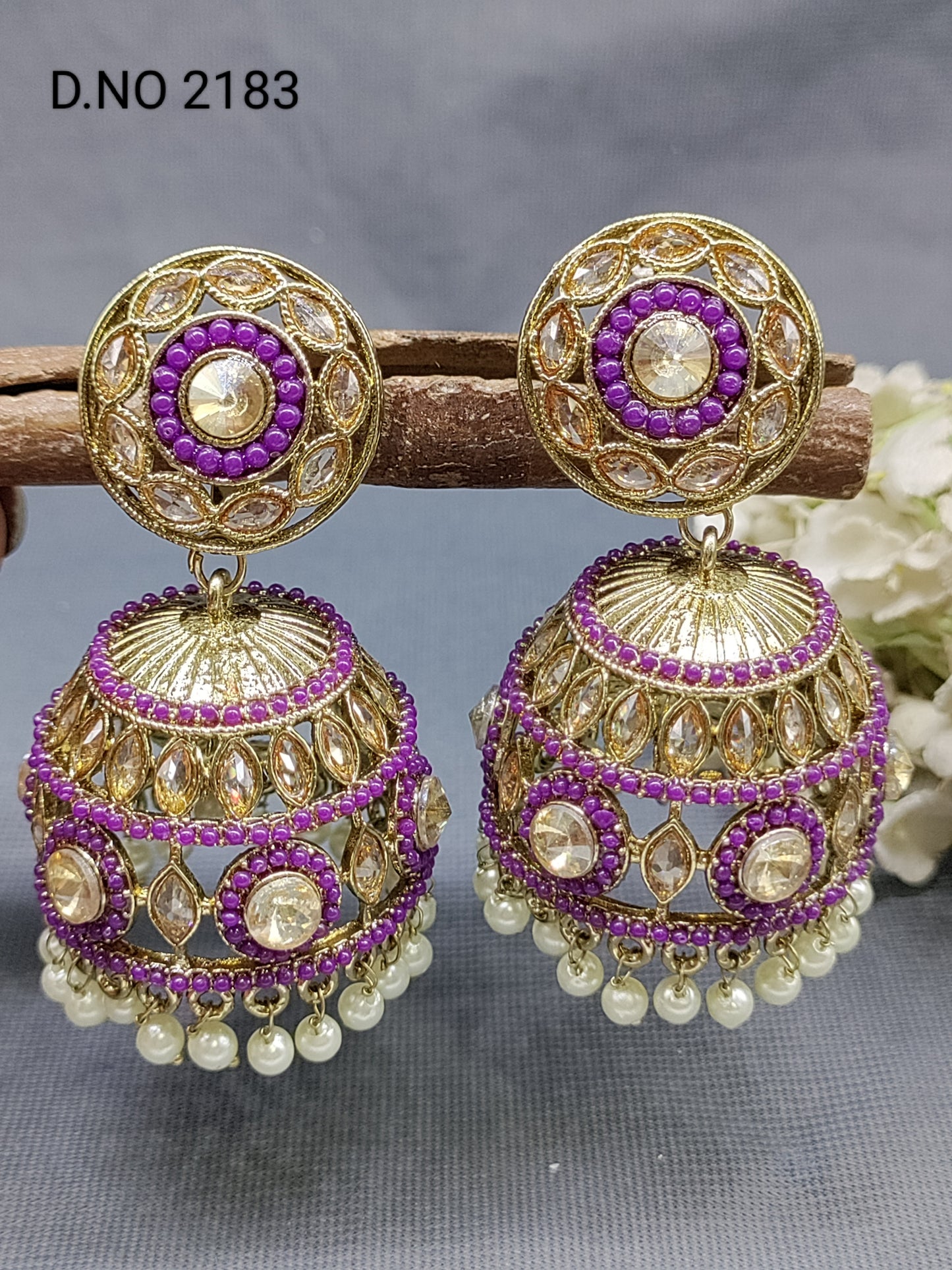 Polki Mehandi Jhumki Earring Sku 2183 rchiecreation