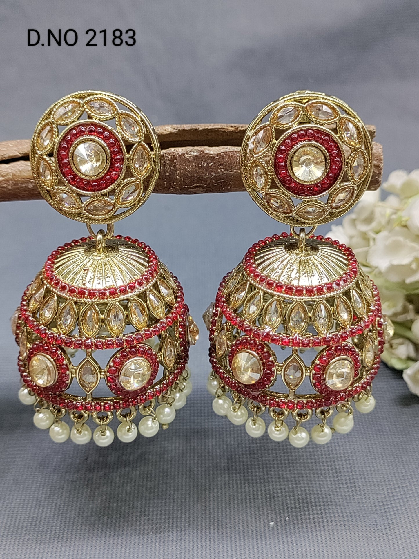 Polki Mehandi Jhumki Earring Sku 2183 rchiecreation