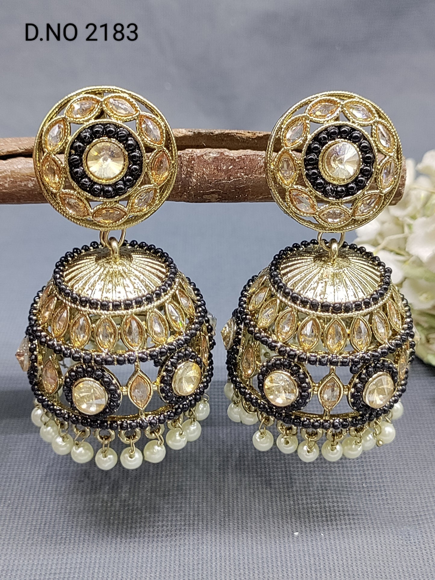 Polki Mehandi Jhumki Earring Sku 2183 rchiecreation