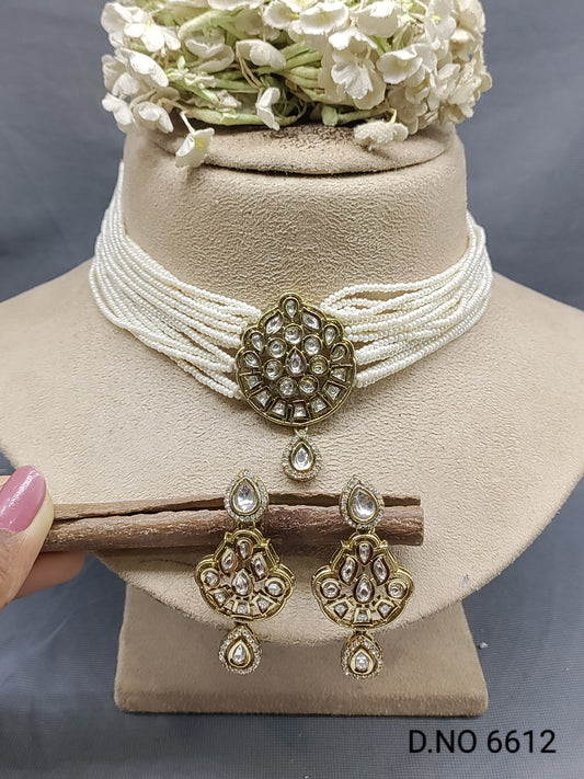 Mehandi Kundan Choker Necklace Set Sku 6612 rchiecreation