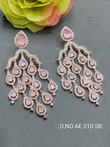 Cz Ad Rose Gold Earrings Sku AE 010 SR C1 rchiecreation