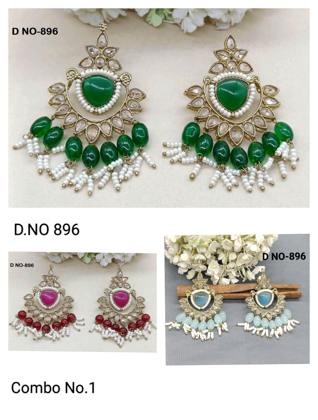 Polki Earring Mehandi Sku -896 rchiecreation