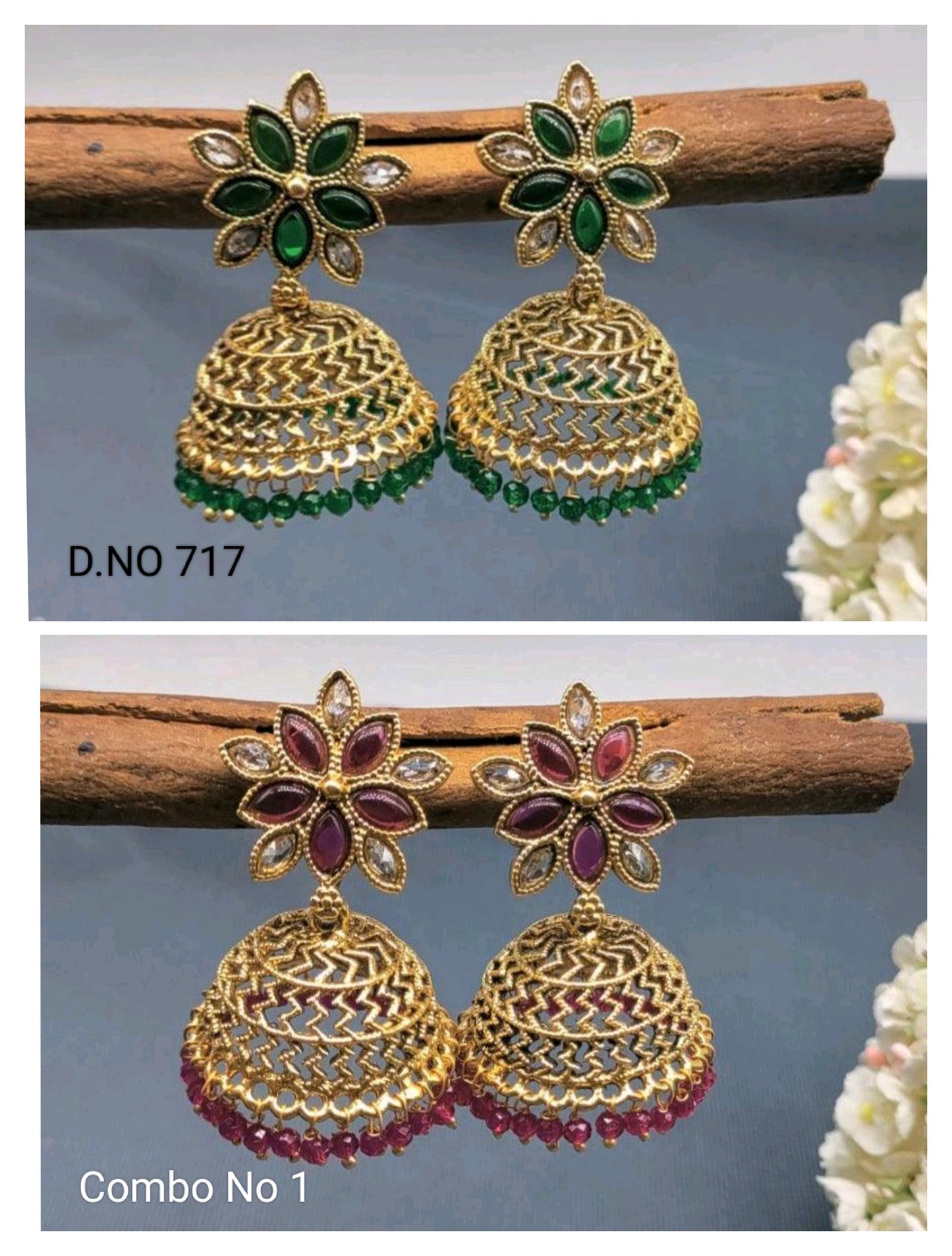 Antique Golden Earrings Sku 717 rchiecreation