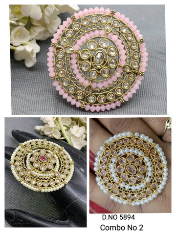 Polki Mehandi Finger Ring SKU 5894 rchiecreation