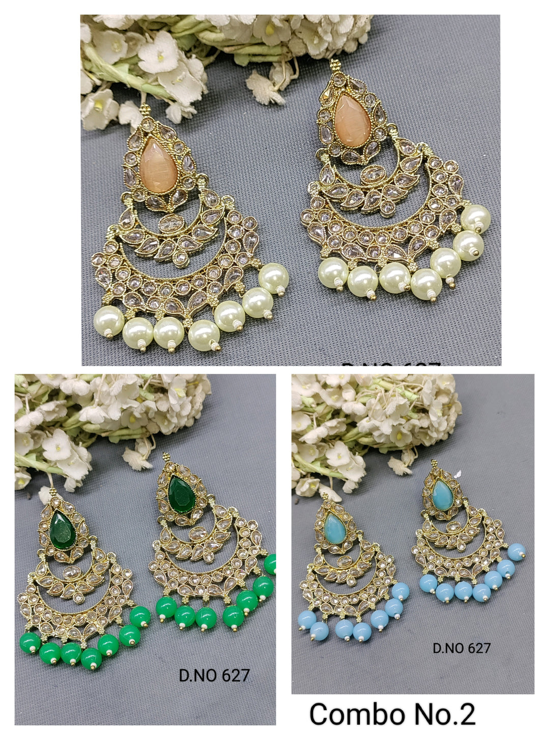 Polki Mehandi Earrings Sku 627 rchiecreation