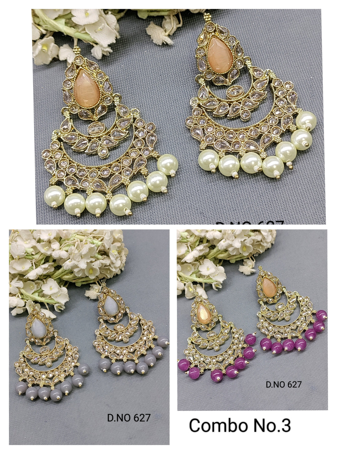 Polki Mehandi Earrings Sku 627 rchiecreation