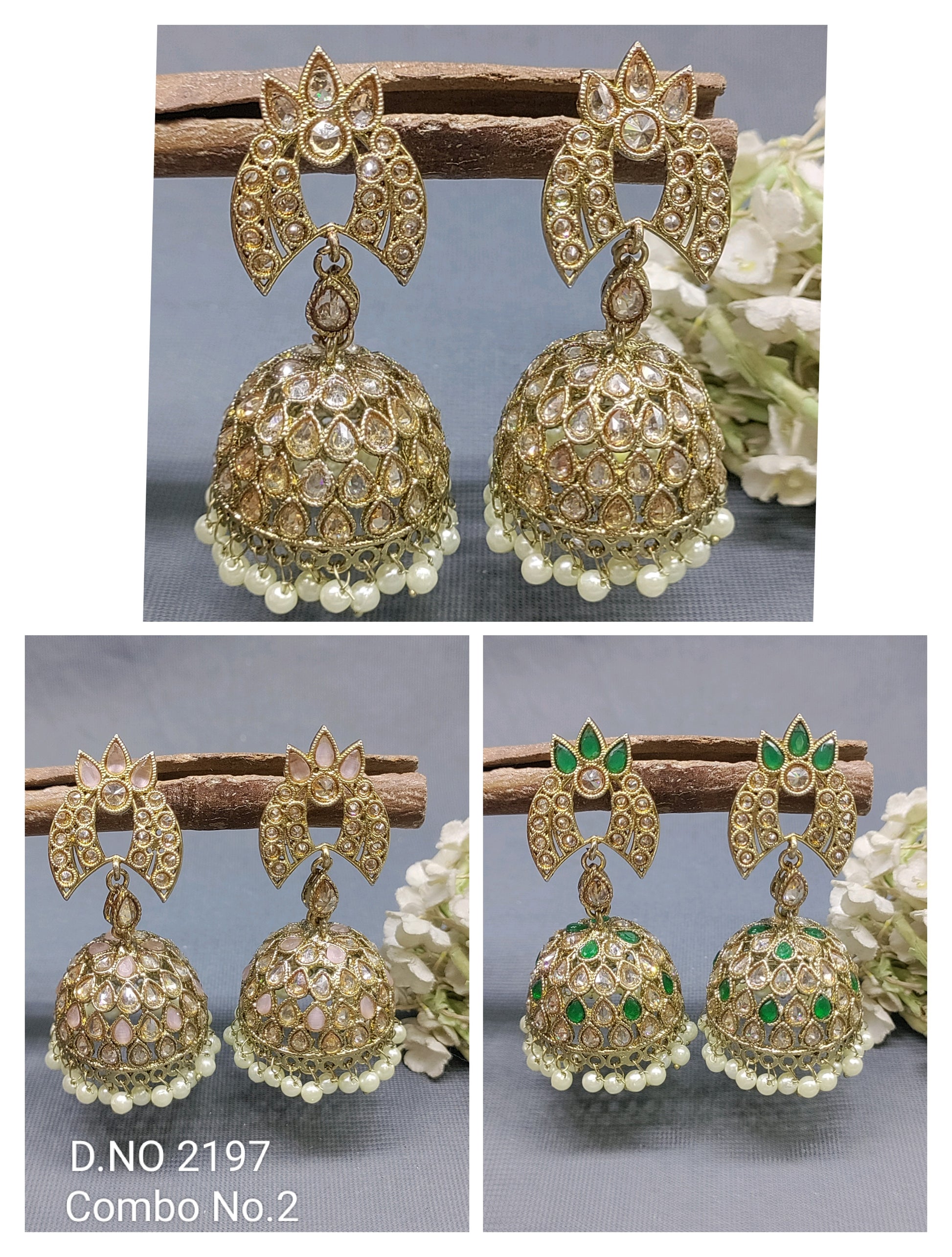 Polki Mehandi Jhumki Earring Sku 2197 rchiecreation