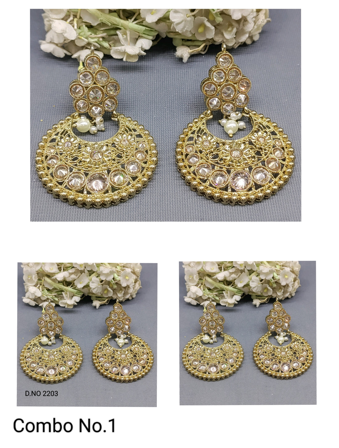 Polki Mehandi Earring Sku 2203 rchiecreation