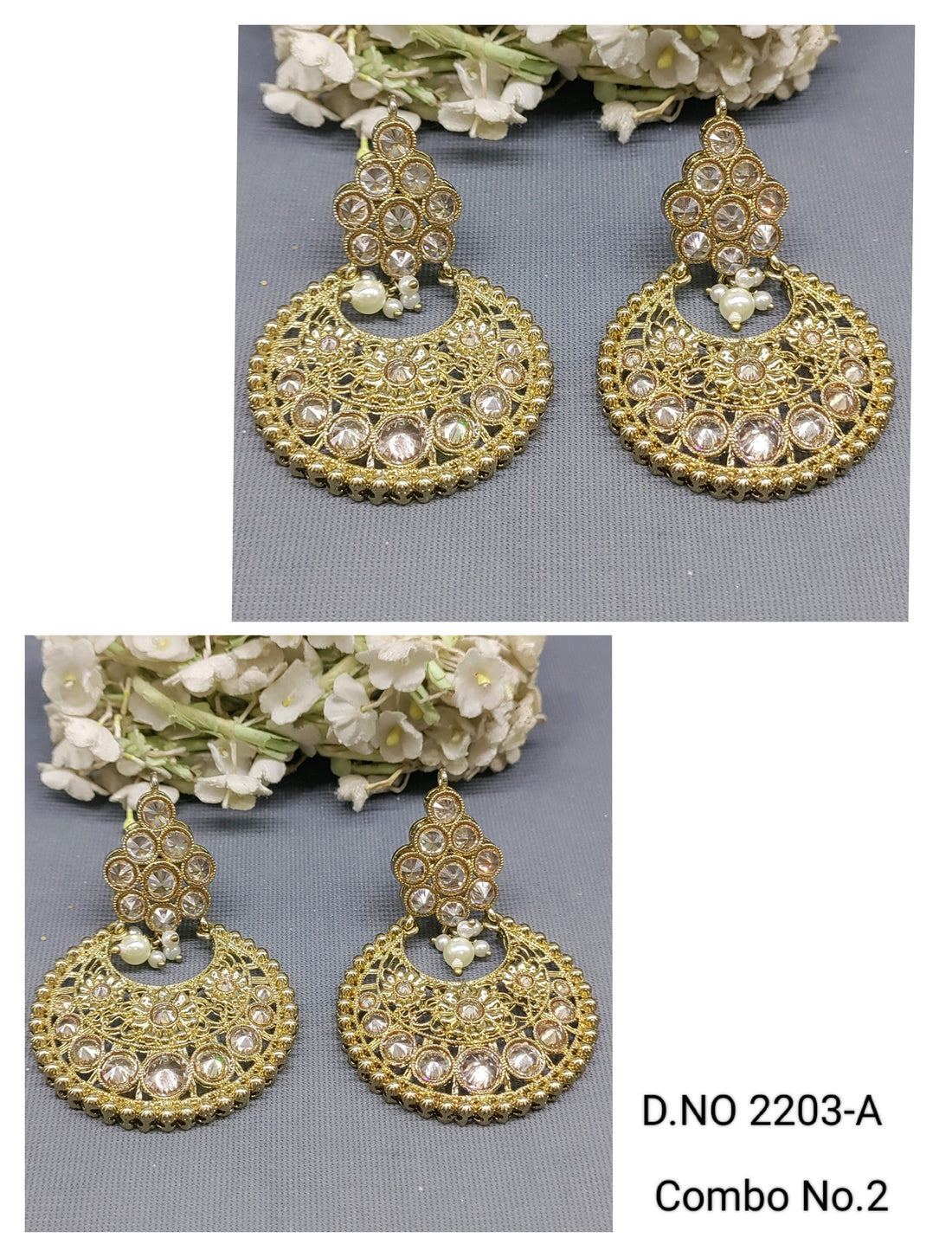 Polki Mehandi Earring Sku 2203-A rchiecreation