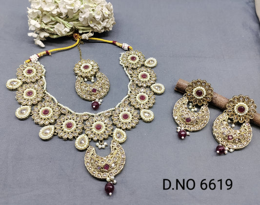 Polki Mehandi Bridal Necklace Set Sku 6619 rchiecreation