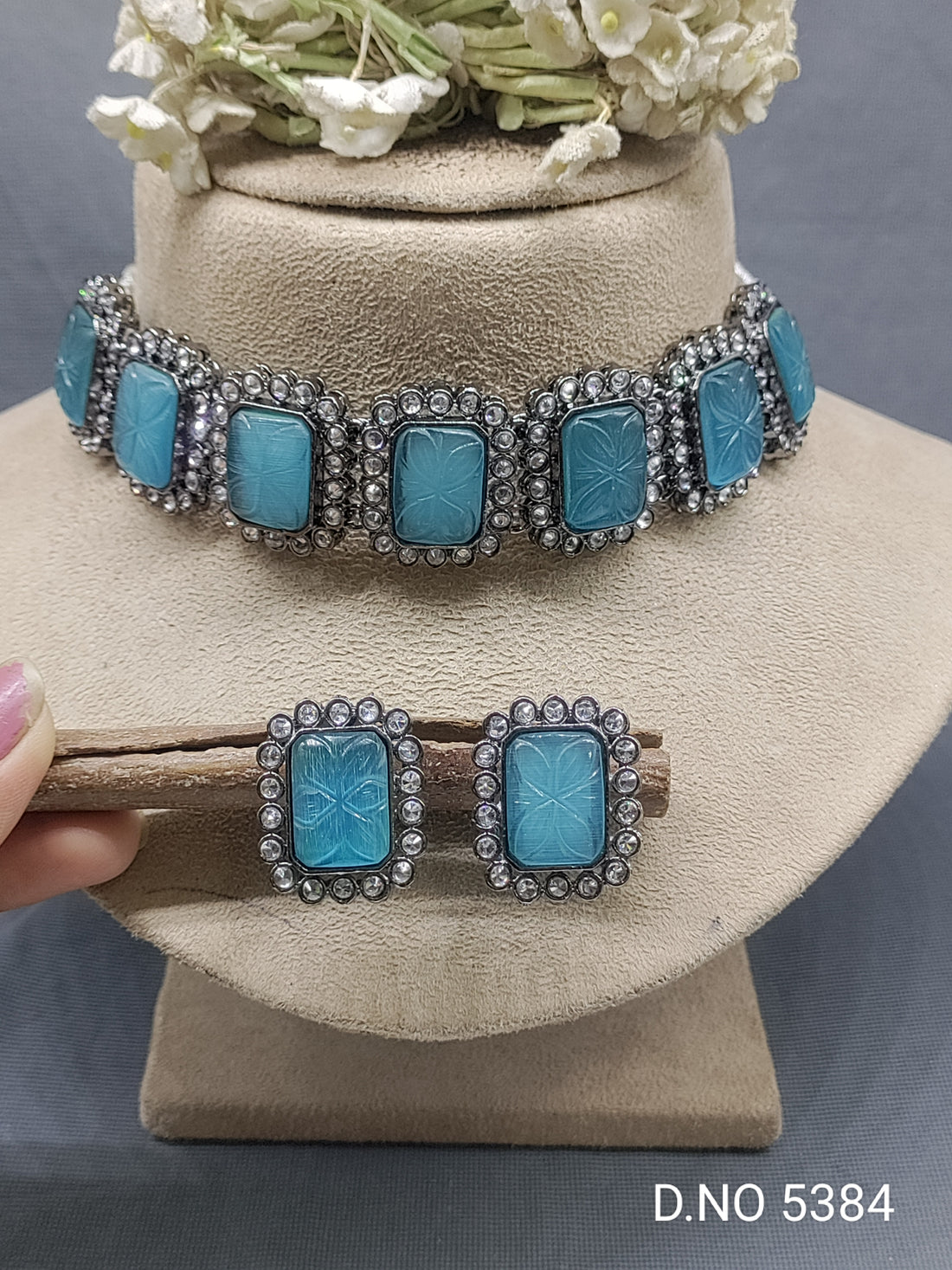 Polki Necklace Victroian Set Sku 5384 E4 - rchiecreation