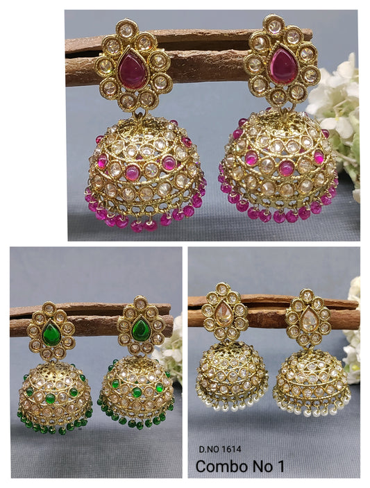 Polki Mehandi Jhumki Earring Sku 1614 rchiecreation