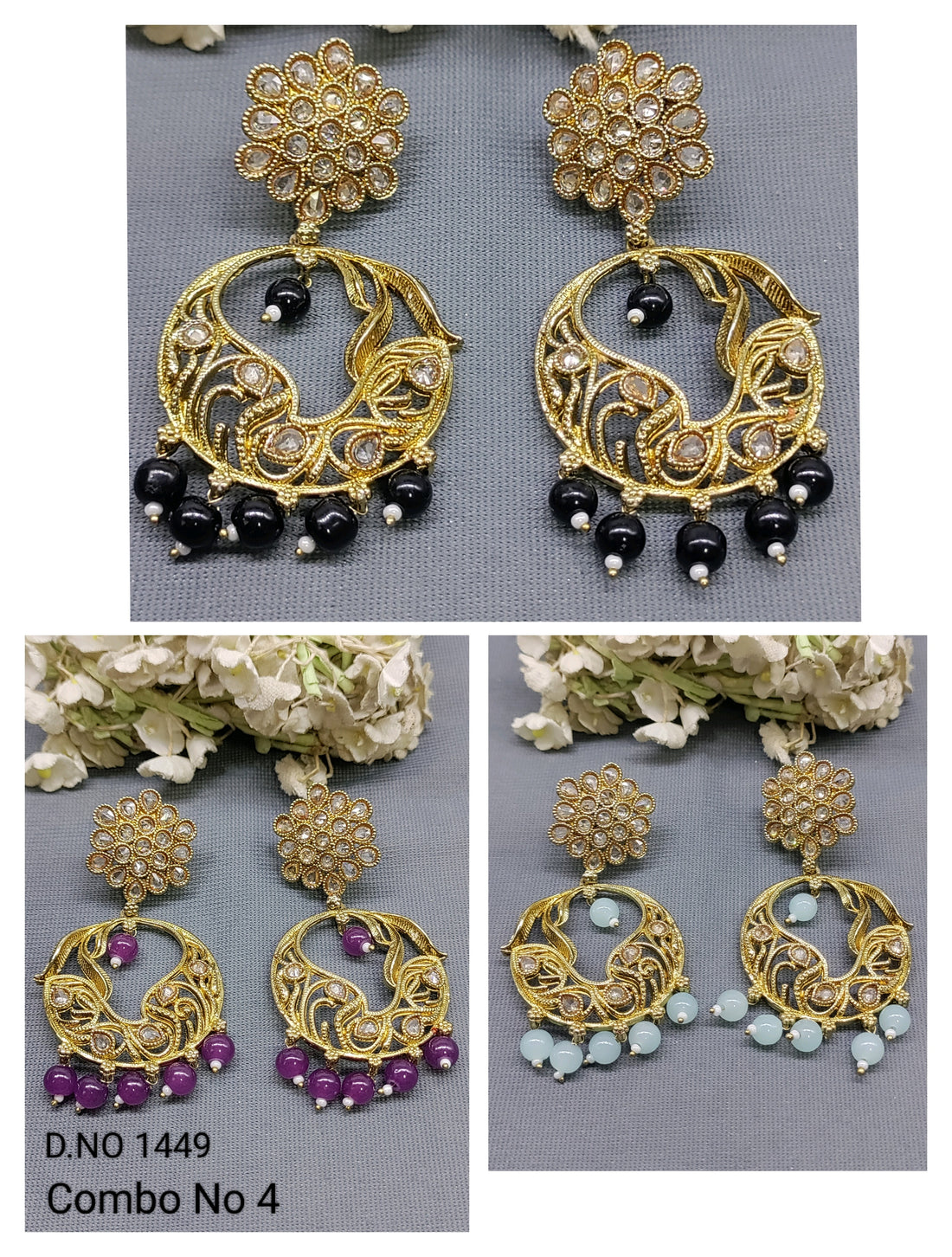 Polki Mehandi Earring Sku 1449 rchiecreation