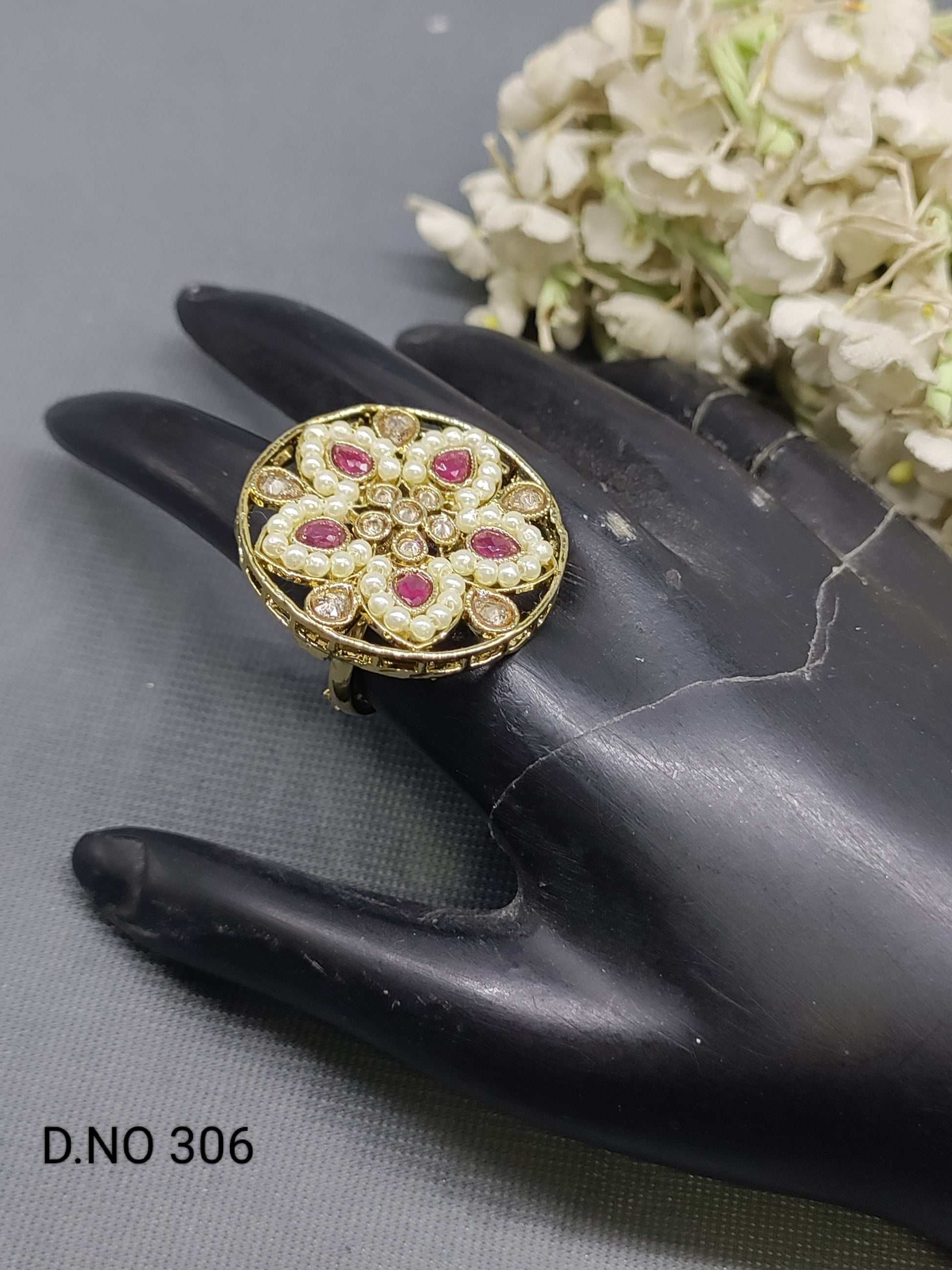 Polki Mehandi Finger Ring Sku 306 rchiecreation