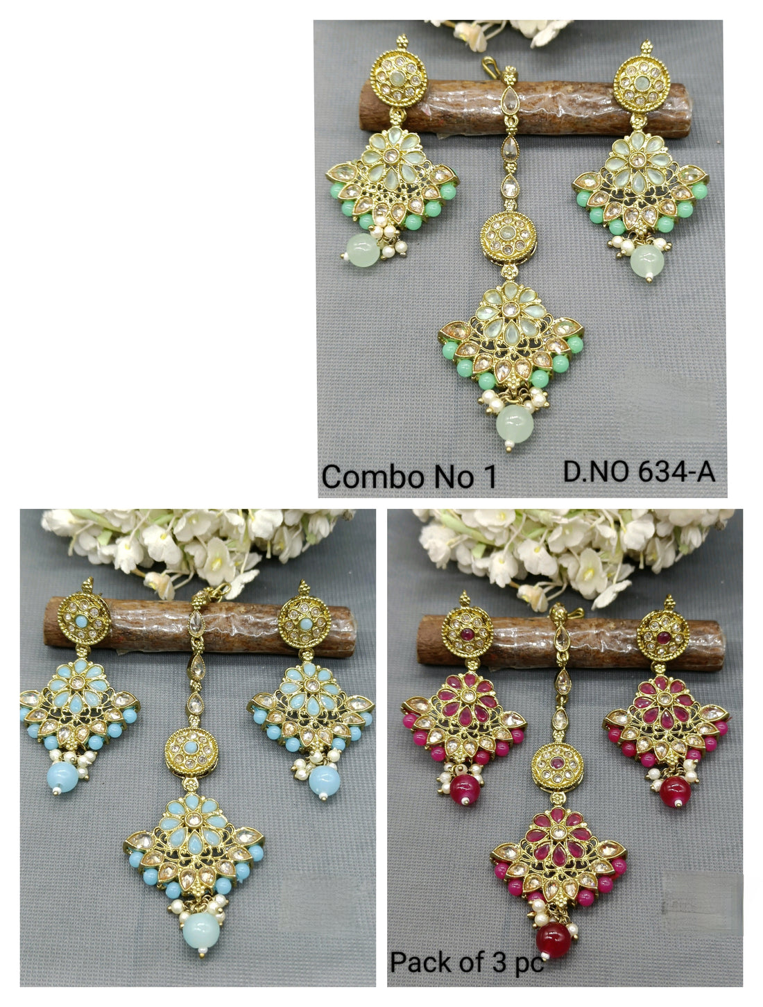 Polki Mehandi Earring & Tica Sku 634-A rchiecreation