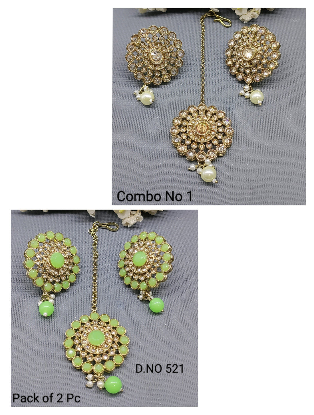 Polki Mehandi Earring & Tica Sku 521 rchiecreation