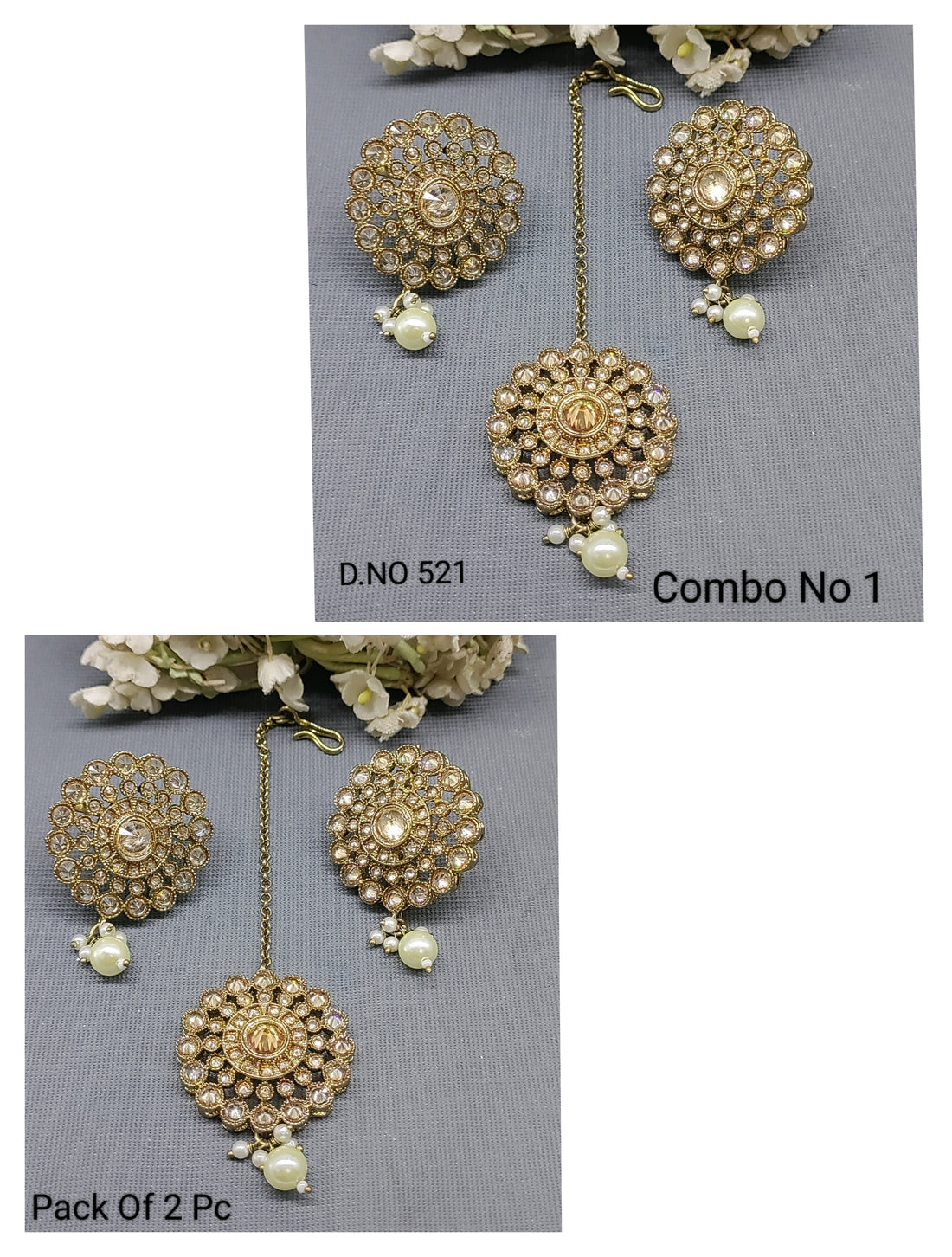 Polki Mehandi Earring & Tica Sku 521 rchiecreation