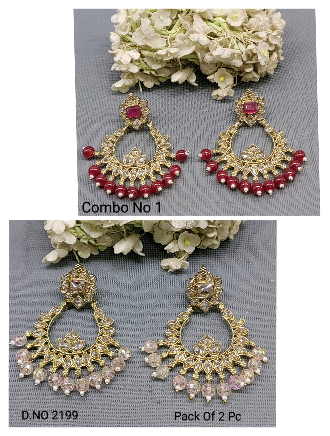 Polki Mehandi Earring Combo Sku 2199 rchiecreation
