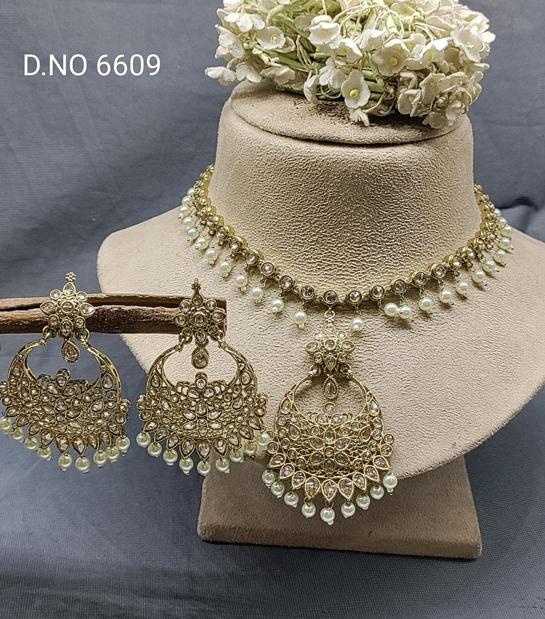 Polki Mehandi Necklace Set Sku 6609 rchiecreation