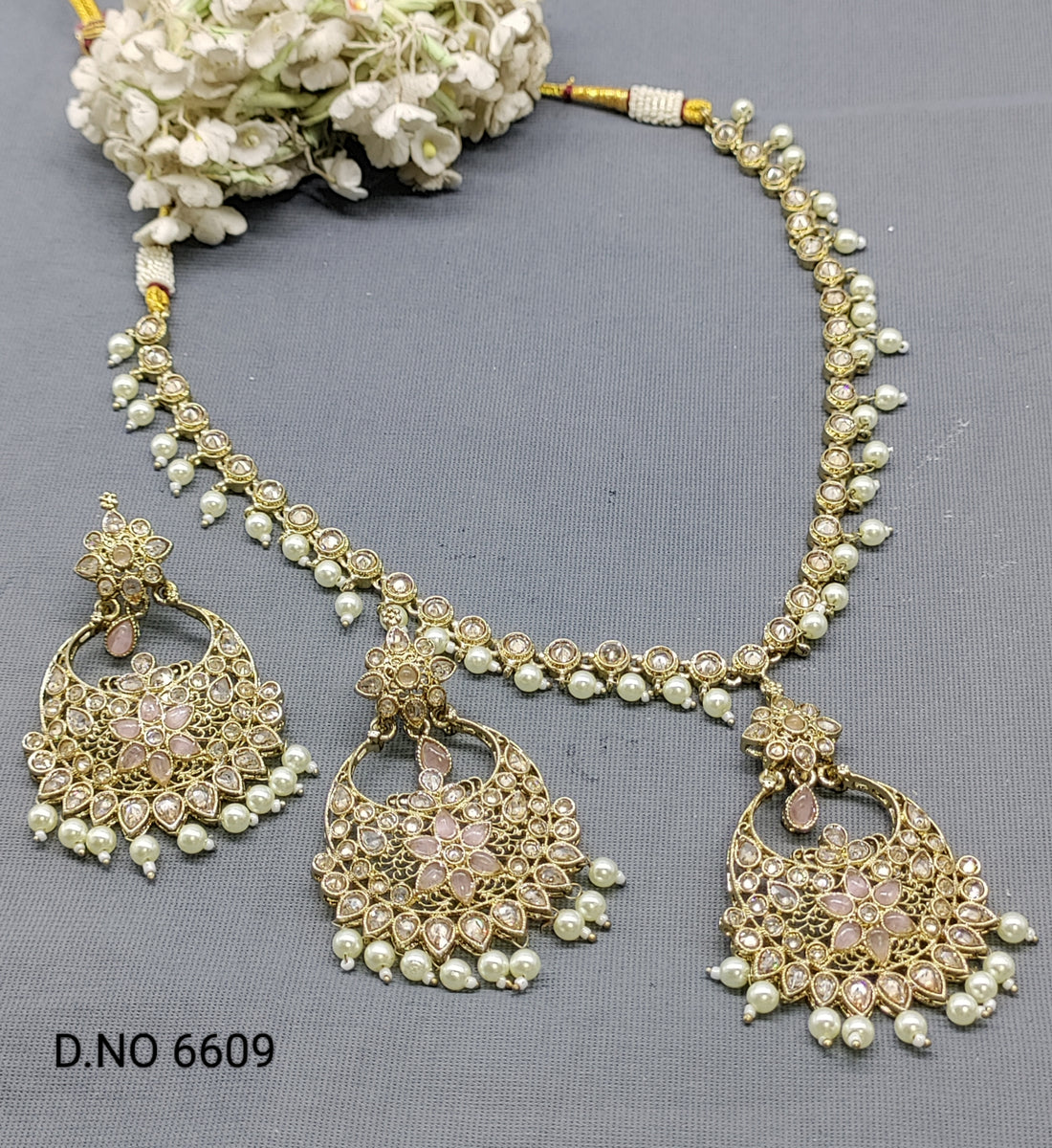 Polki Mehandi Necklace Set Sku 6609 rchiecreation