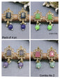 Polki Mehandi Tops & Stud Combo Earrings Sku 2196 rchiecreation