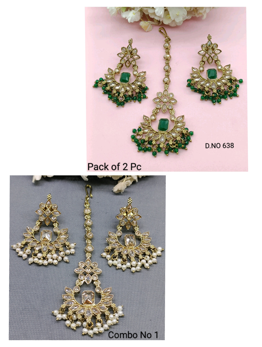 Polki Earring & Tica Combo Sku 638 rchiecreation