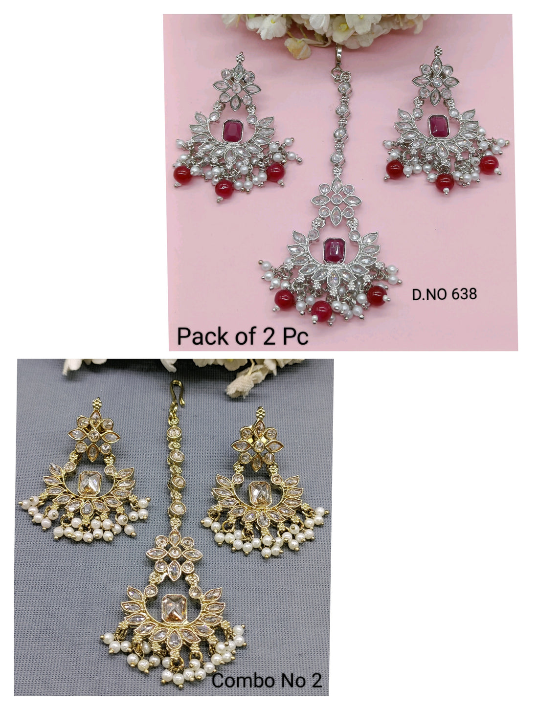 Polki Earring & Tica Combo Sku 638 rchiecreation