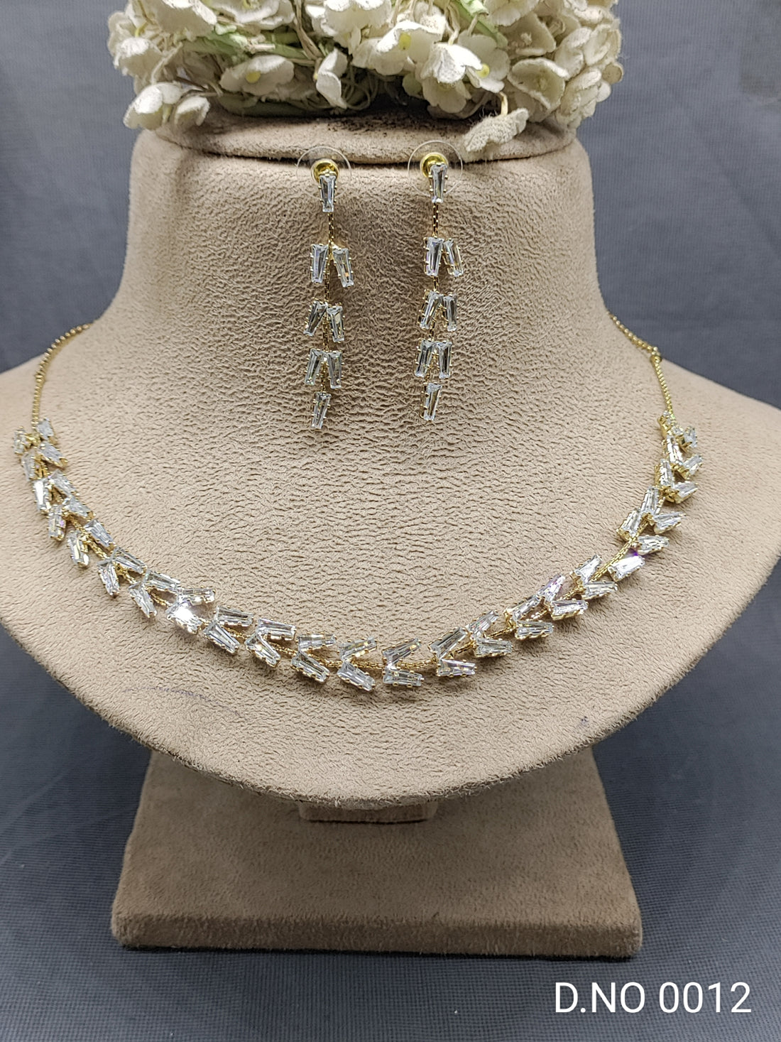 Cz Ad Golden Necklace Set Sku 0012 rchiecreation