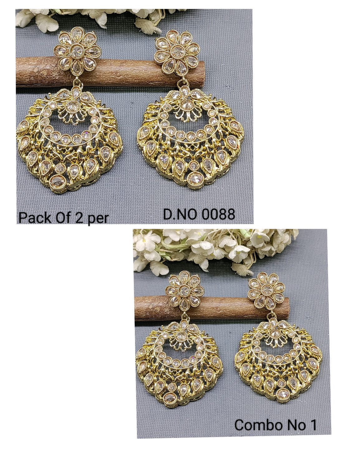 Polki Mehandi Earring Combo Sku 0088 rchiecreation