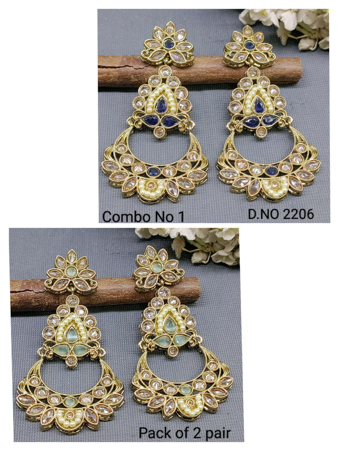 Polki Mehandi Earring Sku 2206 rchiecreation