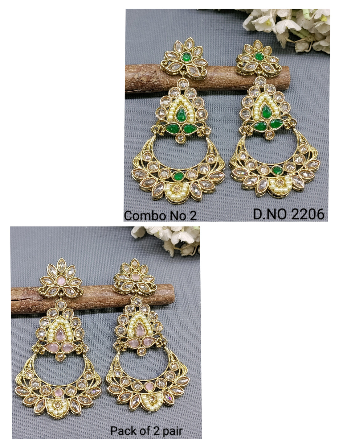 Polki Mehandi Earring Sku 2206 rchiecreation