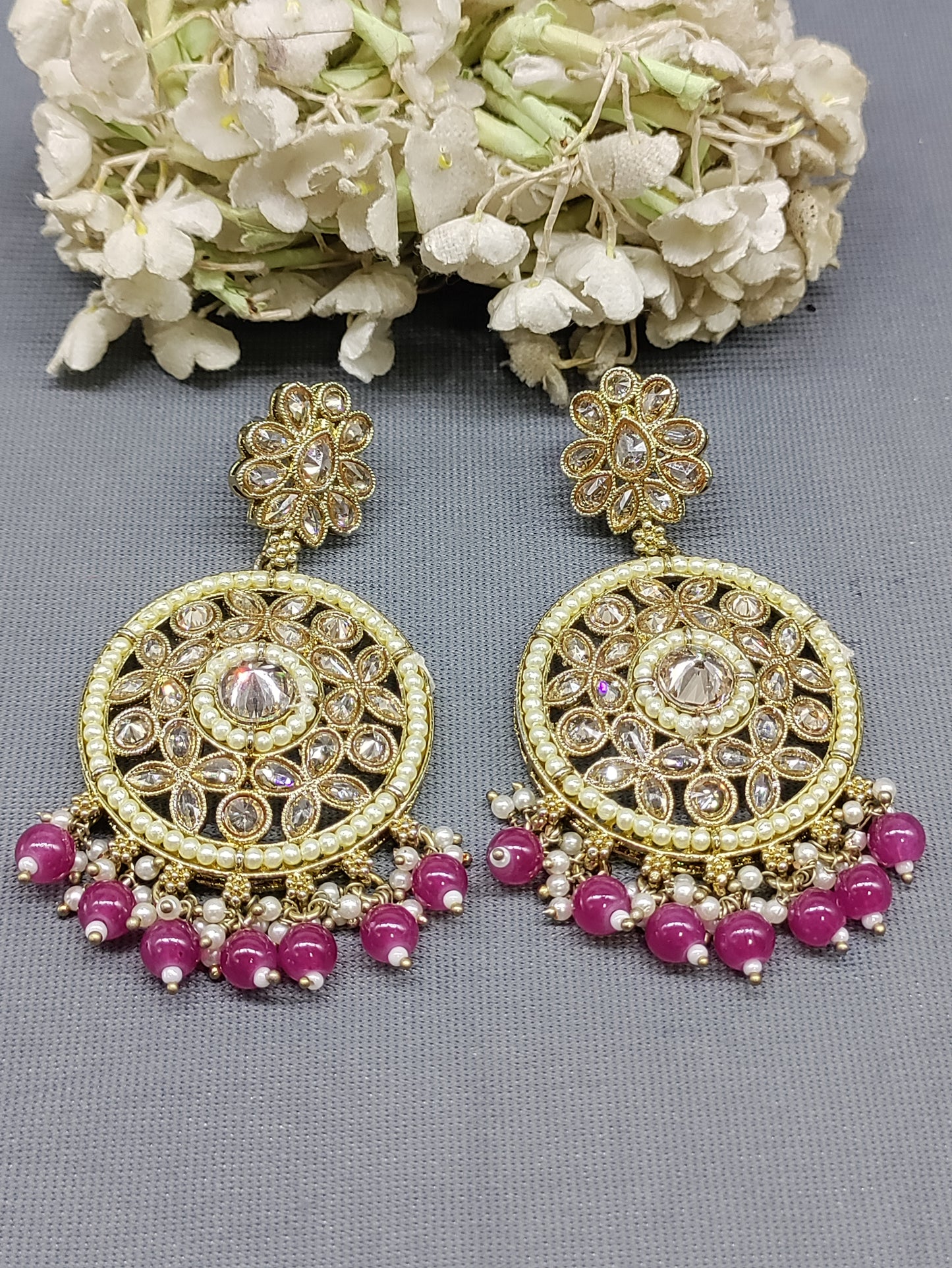 Polki Earring Mehndi Sku 501 A1 rchiecreation